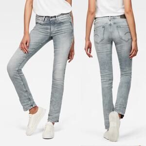G-Star RAW Midge Mid Waist Light Gray Straight Leg Jeans